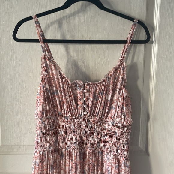 Anthropologie Floral Ruffle Midi Dress Smocked Waist Rosebud Print Size M - Picture 4 of 6